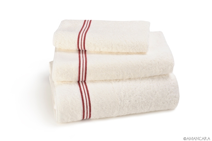 GENEVE BATH TOWELS CREAM-RED