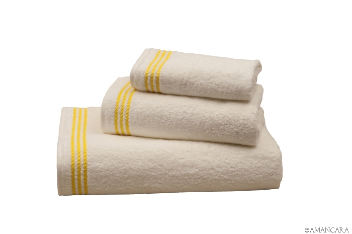 MEDICI BATH TOWELS YELLOW EMBROIDERY