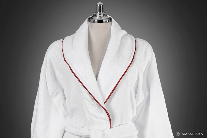 ORLEANS BATHROBE WHITE-RED