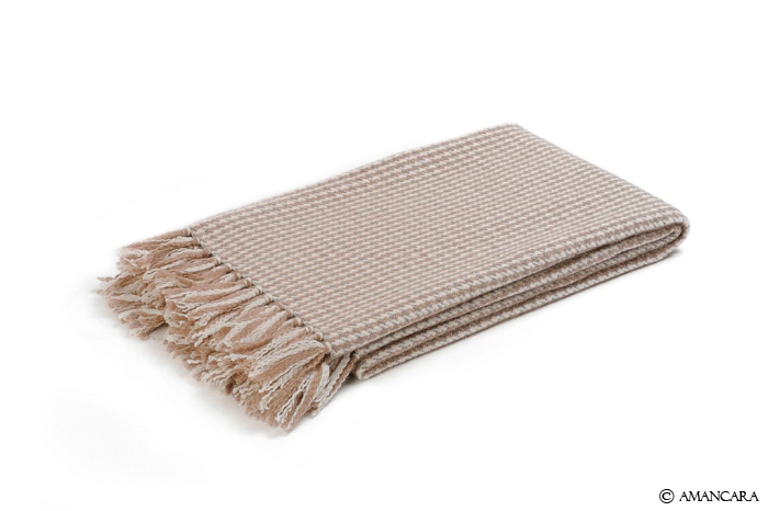 PIED DE POULE CASHMERE THROW- BEIGE