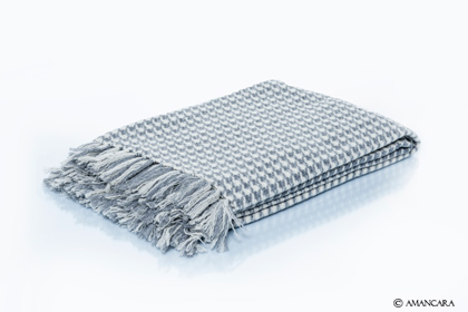 PIED DE POULE CASHMERE THROW GREY