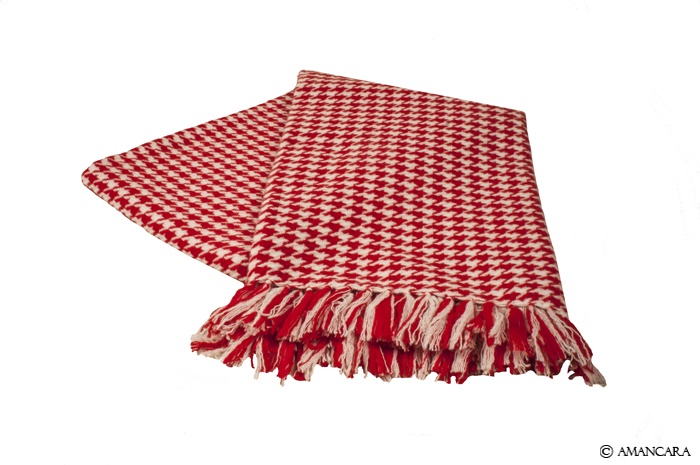 PIED DE POULE CASHMERE THROW-RED